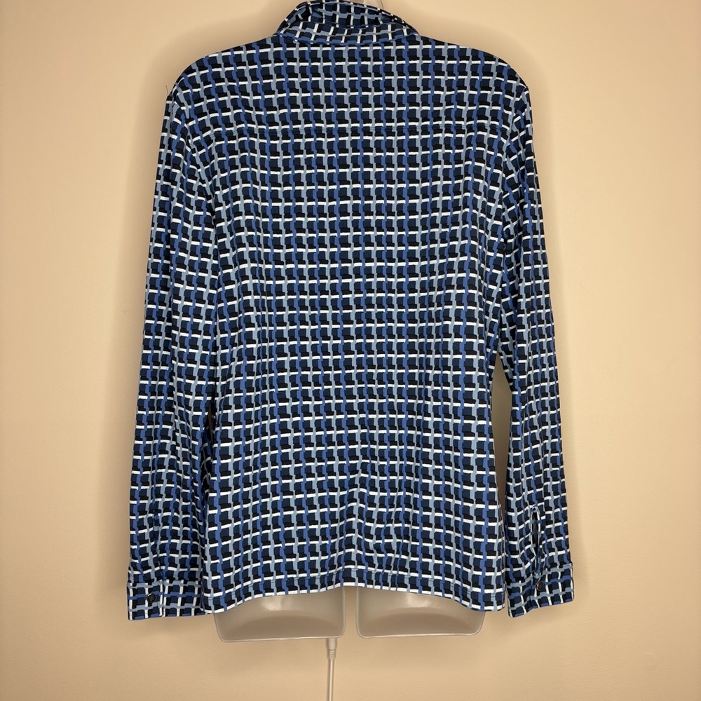 J.McLaughlin Durham Catalina Cloth Top long sleeve printed shirt blue white XL - Picture 7 of 8